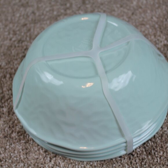 Soho Loft Melamine Bowls Cereal Soup Seafoam Lt Green Brown Rustic Set of 4 NWT - Picture 6 of 6